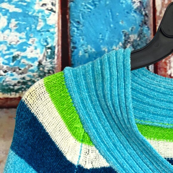 Women's Faded Glory Stretch Sweater V-Neck Striped MEDIUM Multicolor - Picture 4 of 12